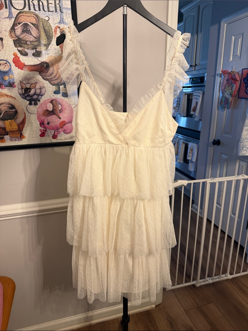 Women’s Cream Ruffle Tiered Mini Dress